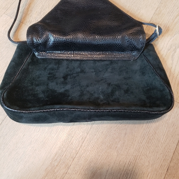 Black Suede Leather Purse Elegant Coctail Purse - Picture 8 of 8